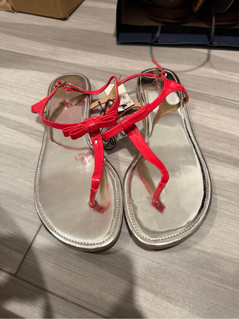 Express Women’s Red Bow T-Strap Sandals
